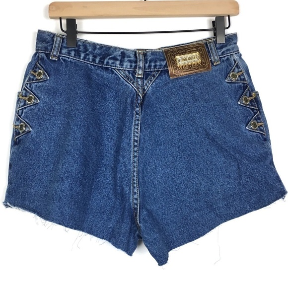 VINTAGE Jean Shorts Lawman Western High Waist Cut Offs Rodeo Cowgirl Ranch 15 - Picture 1 of 14